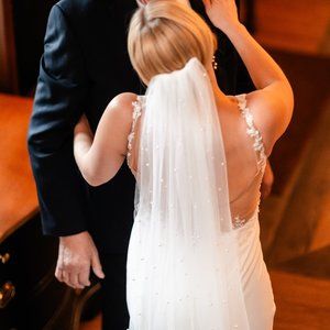 Pearl tulle wedding veil